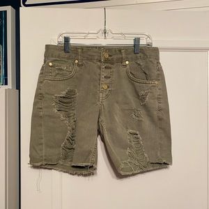Refuge, size 2, army green jean shorts